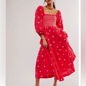 NWT Free People Dahlia Embroidered Maxi Dress